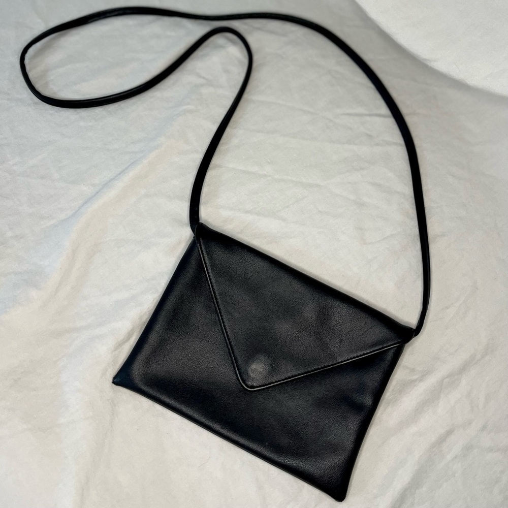 Black Faux Leather Envelope Purse